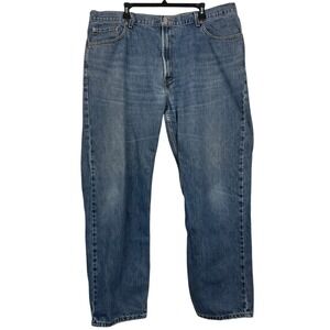 VTG Levis 550 Relaxed Tapered 44x34 100% Cotton Medium Wash Denim Blue Jeans Zip